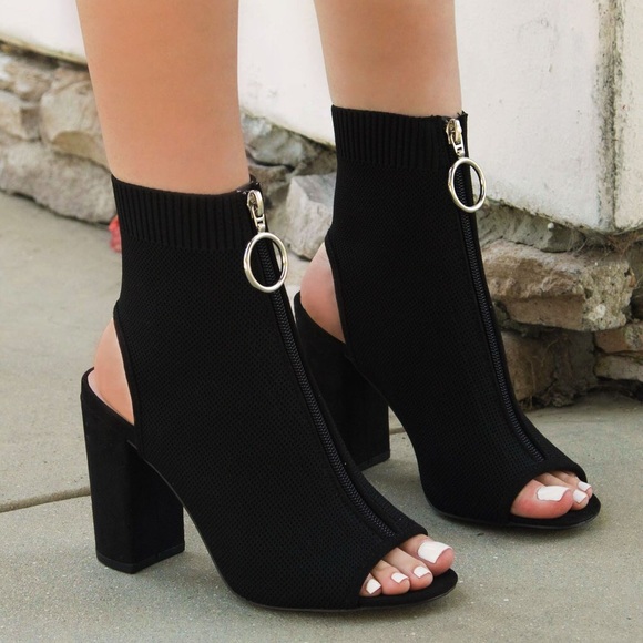 Shoes - ZOEY PeepToe Sock Booties